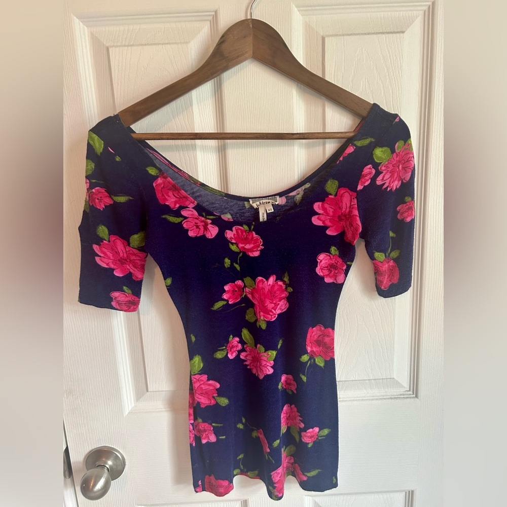 Kirra Navy and Pink Floral Blouse